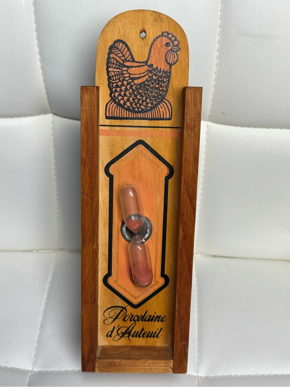 Porcelaine d Auteuil Wood Wall Mount Hourglass Egg Timer Set